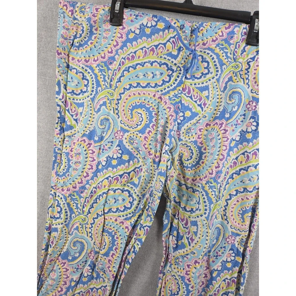Vera Bradley Pajama Lounge Pants L Scrub Bottom Style Colorful Paisley Boho Y2K
